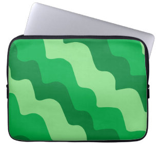 Green wavy ocean waves gradient laptop sleeve