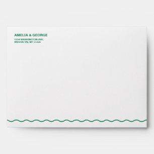 Green Wavy Retro Wedding Envelope