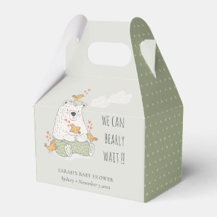Green We Can Bearly Wait Bear Birds Baby Shower Favor Box