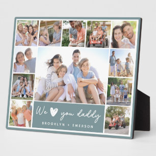 Green We Love You Daddy 12 Photo Collage Plaque