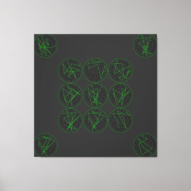 Green Wealth Luck Sigil Series Canvas Print (Front)