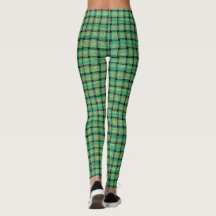 Green Weave Pattern on Custom Leggings