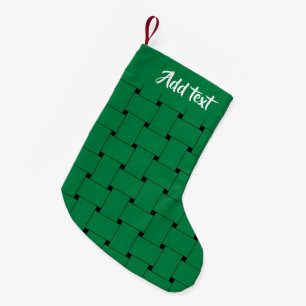 Green weave pattern small christmas stocking