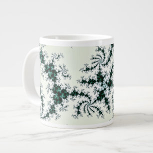 Green Webs - delicate fractal lace Large Coffee Mug