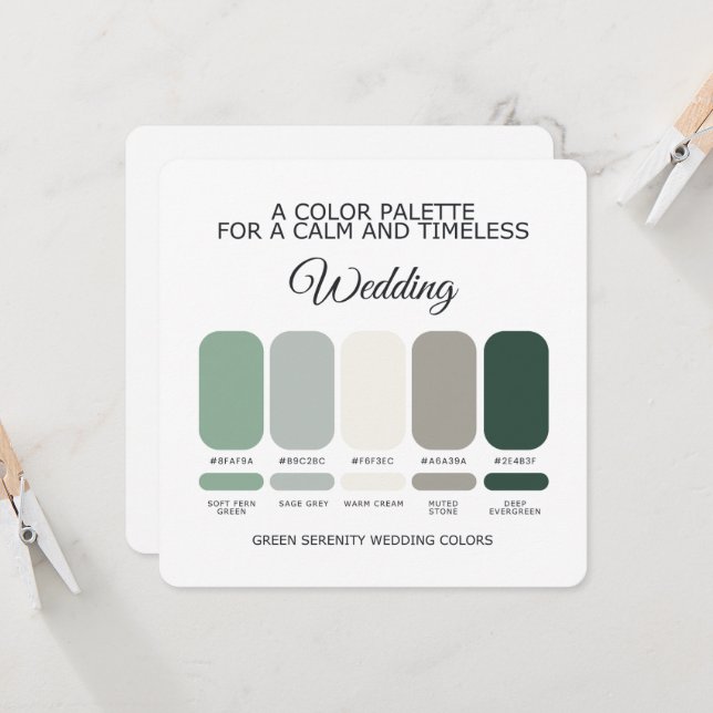 Green Wedding Colour Palette Card (Front/Back In Situ)