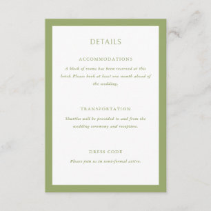 Green Wedding Details Enclosure Card