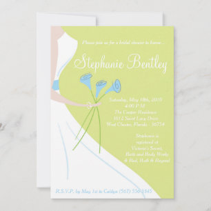 Green Wedding Dress Bridal Shower Invitation