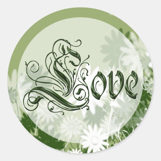 Green Wedding Floral Love Envelope Seal (Front)