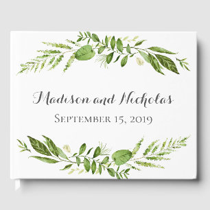 Green Wedding Guest Book, Rustic Greenery Book