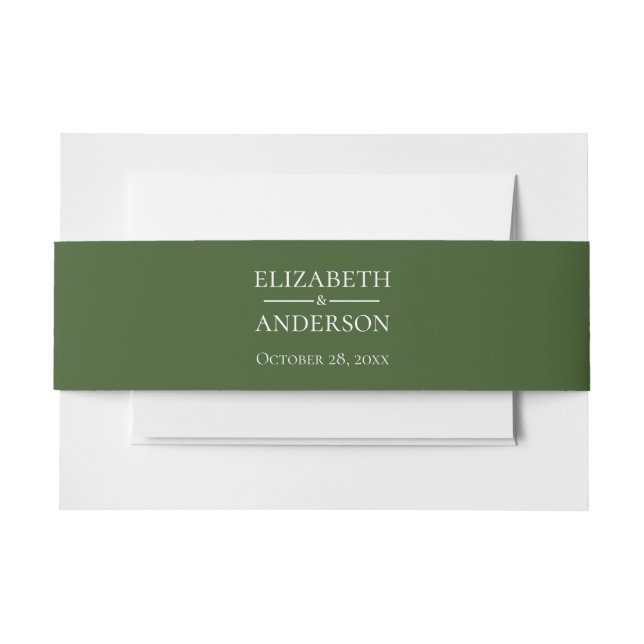 Green Wedding Invitation Belly Band (Front Example)