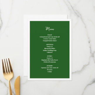Green Wedding Menu
