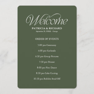 Green Wedding Order of Events Timeline Schedule Program