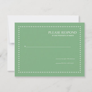 Green Wedding Response Card with Pearl Border