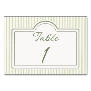 Green Wedding Striped Table Card