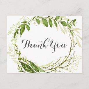 Green Wedding Thank You Postcards Rustic Greenery