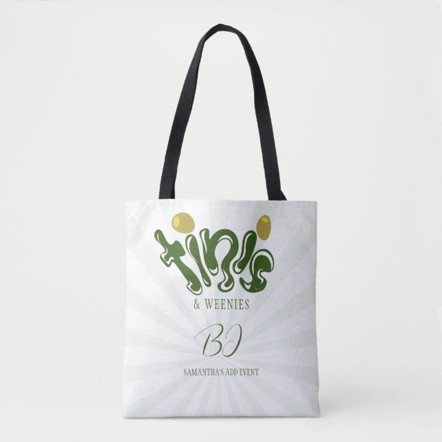 Green Weenies & Tinis Funny Martini Birthday Party Tote Bag (Front)