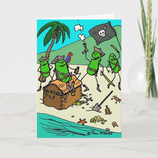 Green Weenii "Pirate Party" Greeting Card (Front)
