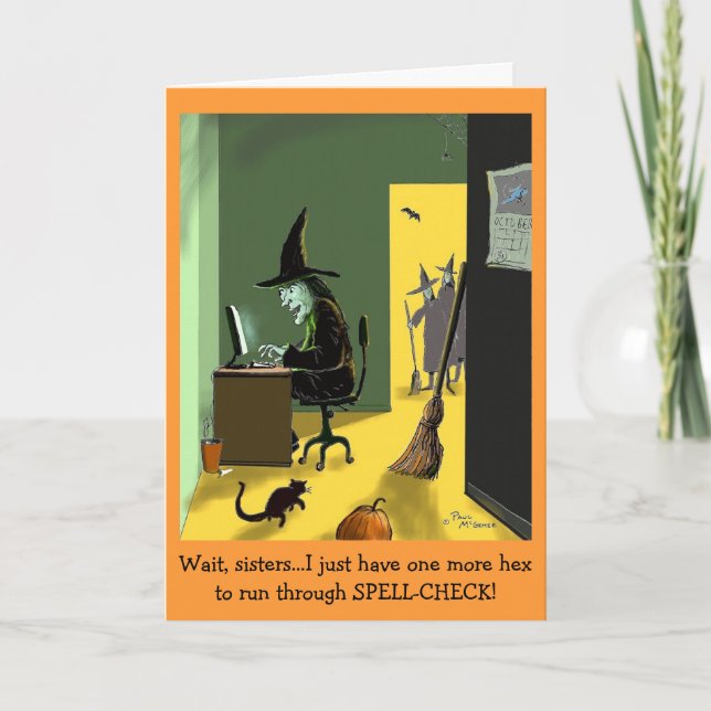 Green Weenii "Spell Check" Halloween Card (Front)