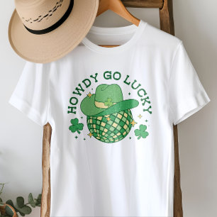 Green Western Howdy Go Lucky St Patricks Day T-Shirt