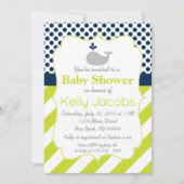 Green Whale Baby Shower Invitation (Front)