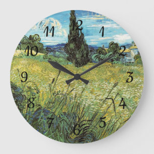 Green Wheat Field  Vincent van Gogh  Large Clock