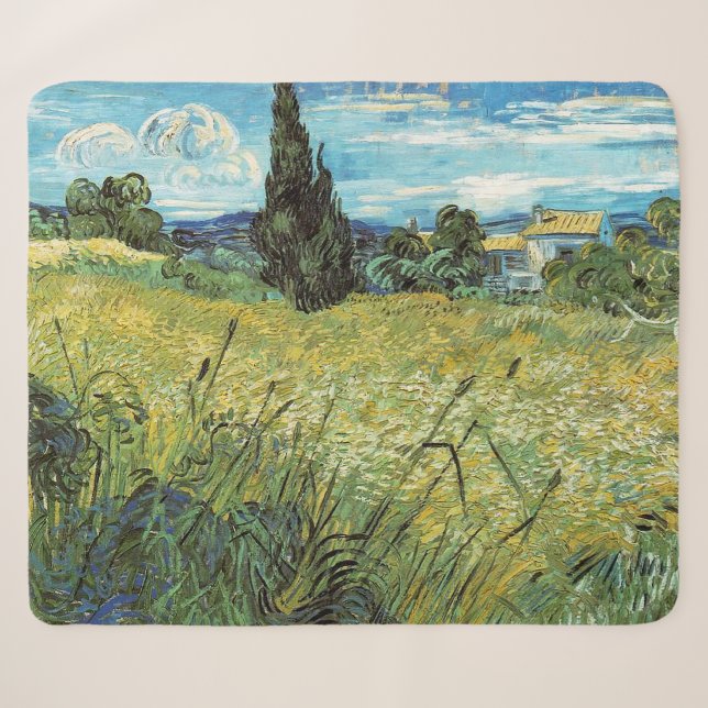 Green Wheat Field  Vincent van Gogh  Sherpa Blanket (Front (Horizontal))