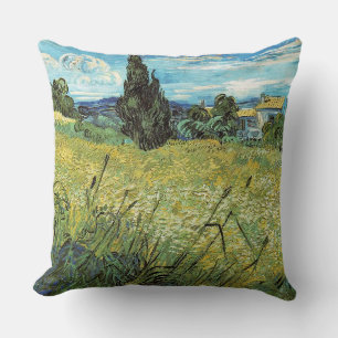 Green Wheat Field  Vincent van Gogh Throw Pillow