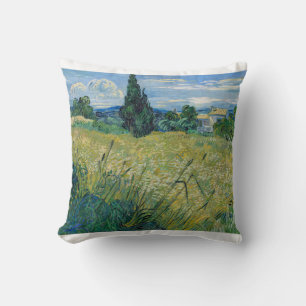 Green Wheat Field with Cypress 1889 by Vincent van Throw Pillow