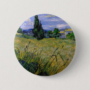 Green Wheat Field with Cypress by Van Gogh. 2 Inch Round Button