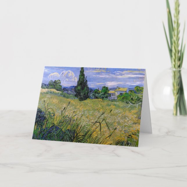 Green Wheat Field with Cypress by Vincent van Gogh Card (Front)
