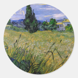 Green Wheat Field with Cypress by Vincent van Gogh Classic Round Sticker