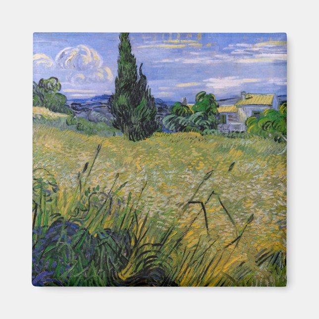 Green Wheat Field with Cypress by Vincent van Gogh Magnet (Front)