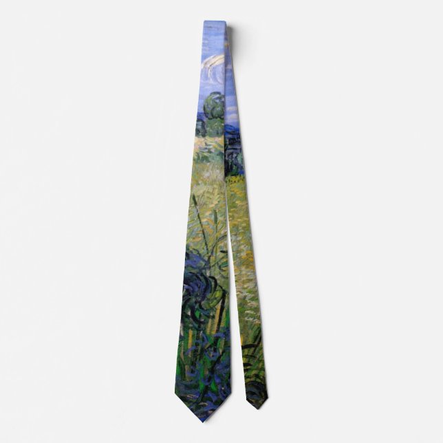 Green Wheat Field with Cypress by Vincent van Gogh Tie (Front)