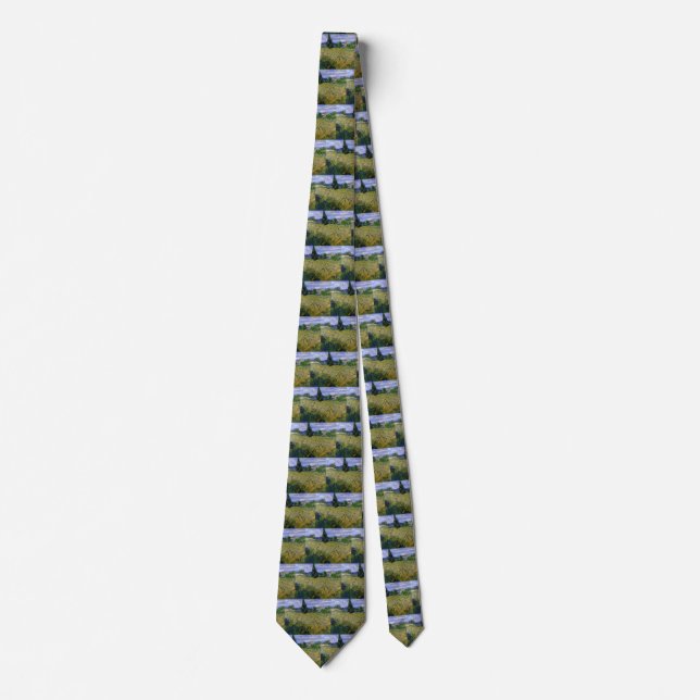 Green Wheat Field with Cypress by Vincent van Gogh Tie (Front)