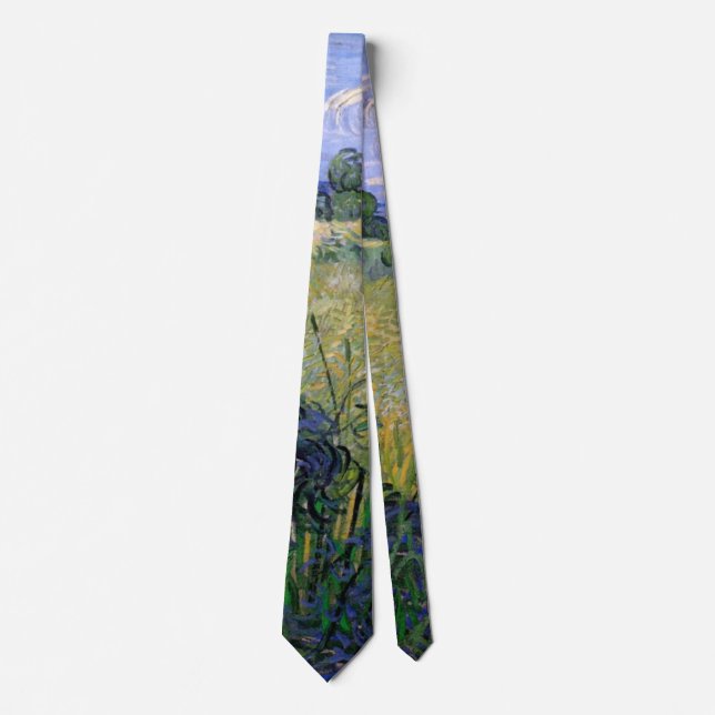 Green Wheat Field with Cypress by Vincent van Gogh Tie (Front)