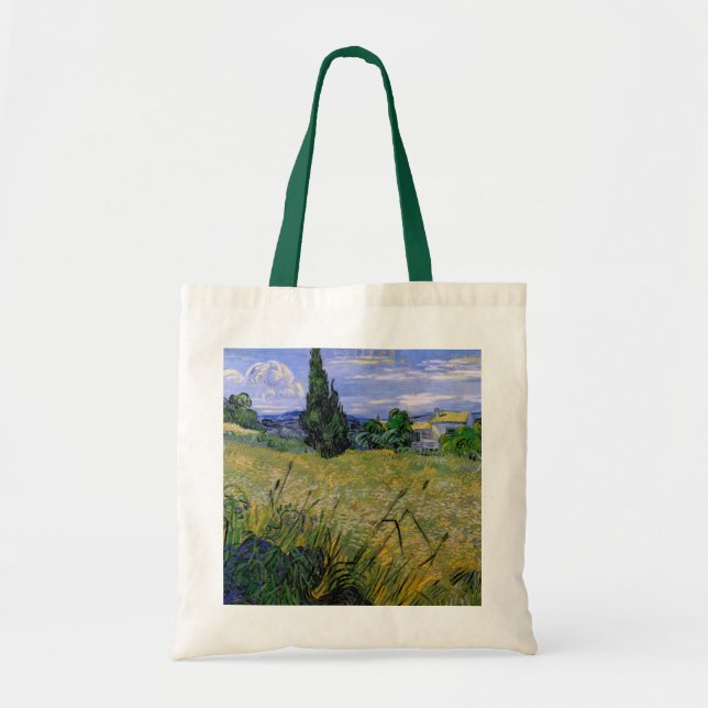 Green Wheat Field with Cypress by Vincent van Gogh Tote Bag (Front)