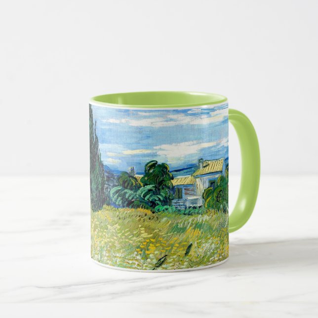 Green Wheat Field with Cypress - Vincent Van Gogh Mug (Front Right)