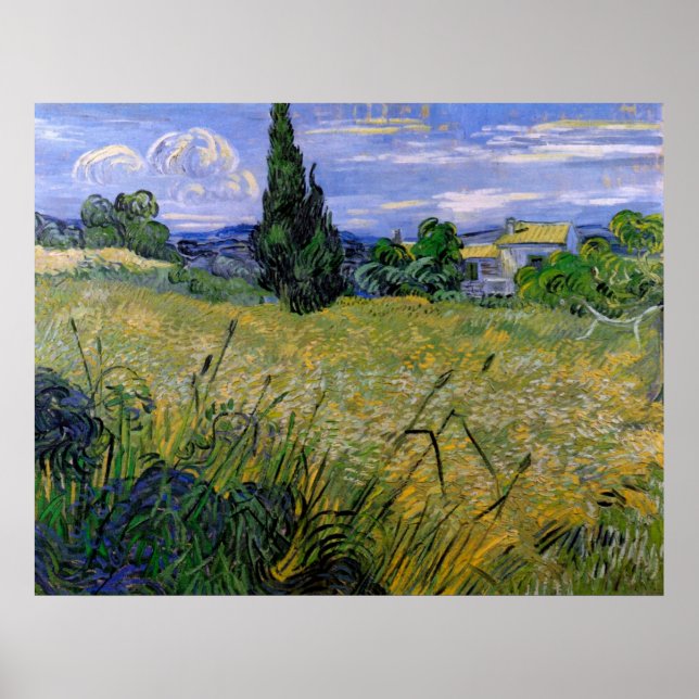 Green Wheat Field with Cypress - Vincent van Gogh Poster (Front)