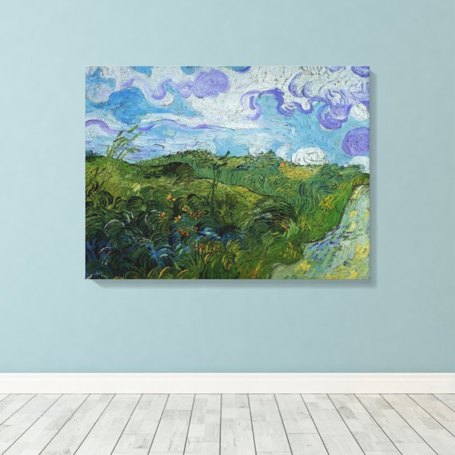 Green Wheat Fields by Vincent van Gogh Canvas Print (Insitu(Wood Floor))