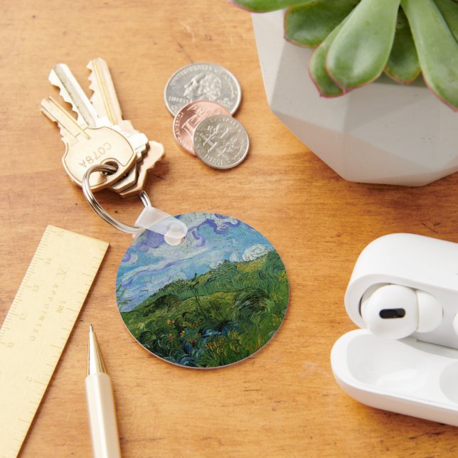 Green Wheat Fields by Vincent van Gogh Keychain (Desk)