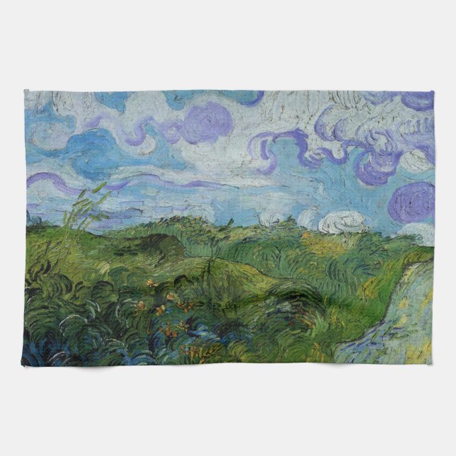 Green Wheat Fields by Vincent van Gogh Kitchen Towel (Horizontal)