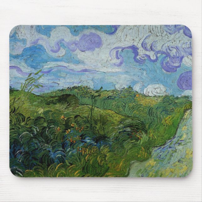 Green Wheat Fields by Vincent van Gogh Mouse Pad (Front)