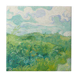 Green Wheat Fields Landscape Art Van Gogh Tile