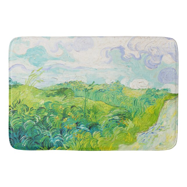 Green Wheat Fields, Van Gogh Bath Mat (Front)