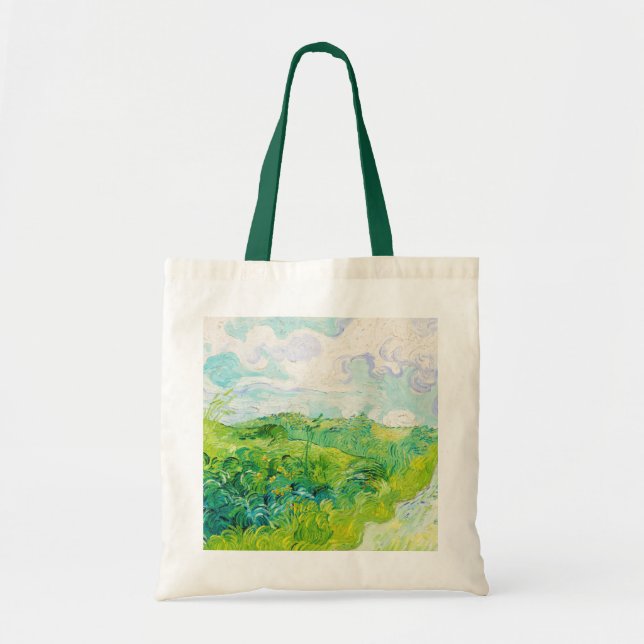 Green Wheat Fields, Van Gogh Tote Bag (Front)