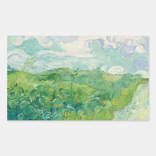 Green Wheat Fields Van Gogh Vintage Art Sticker (Front)