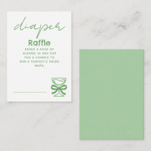 Green Whimsical Champagne Diaper Raffle Tickets Enclosure Card