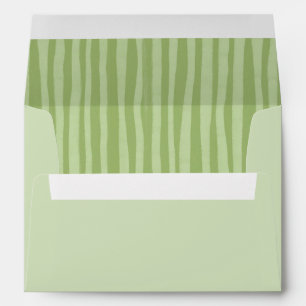 Green Whimsical Inside Striped Envelope