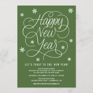 Green Whimsical New Year's Eve Party Invitation