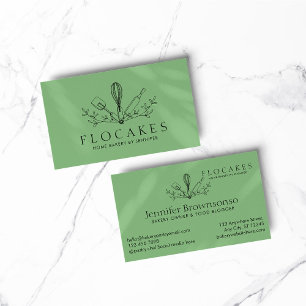 Green Whisk Pastry Chef Home Bakery Cafe Pastry Business Card